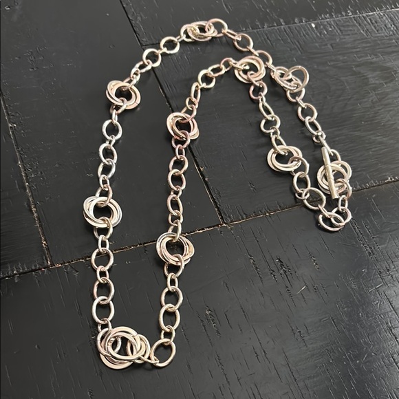 Vintage Ralph Lauren Silver Long Corcle Chain Link Necklace - Picture 1 of 6